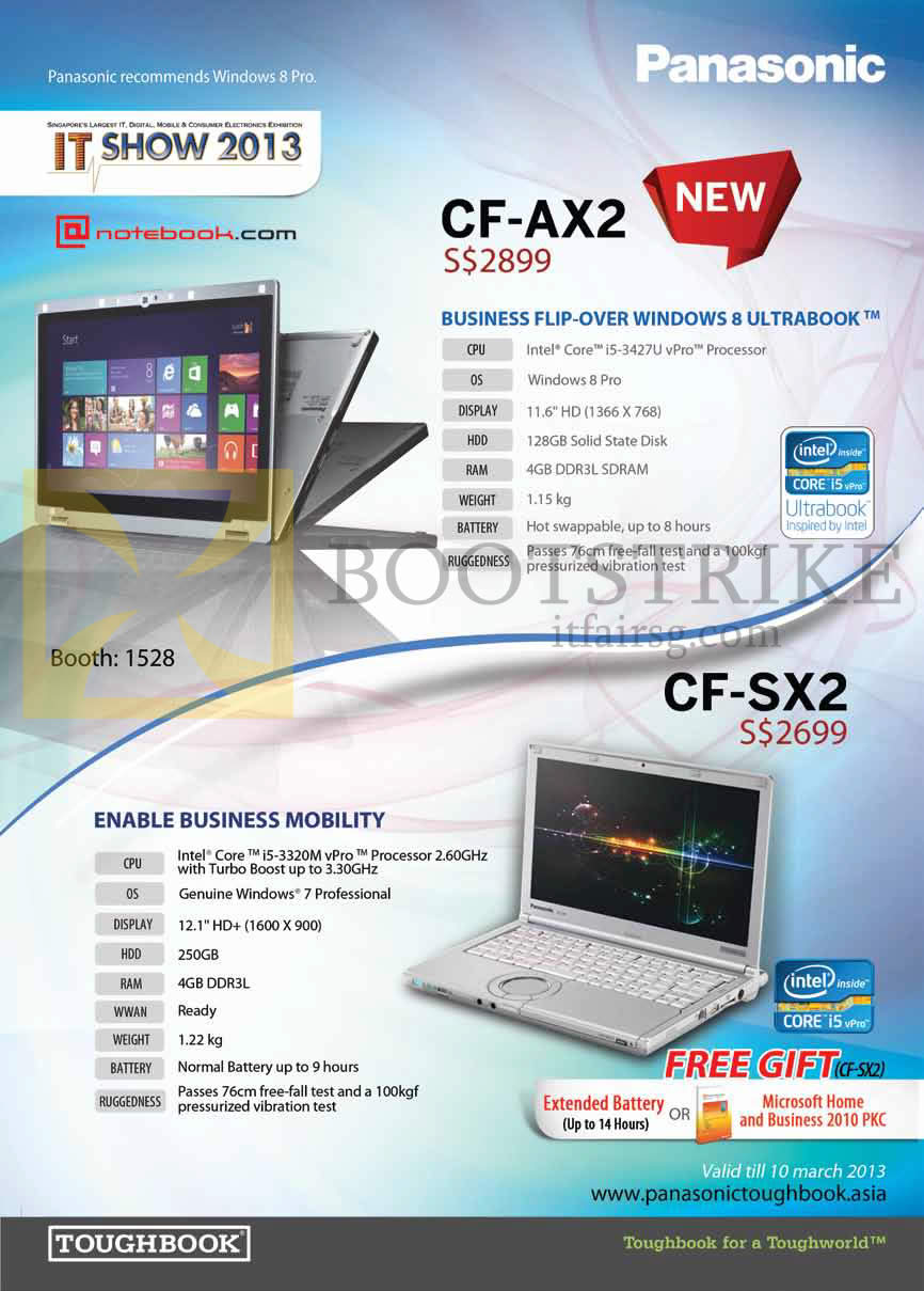 IT SHOW 2013 price list image brochure of Newstead Panasonic Toughbook Notebooks CF-AX2, CF-SX2