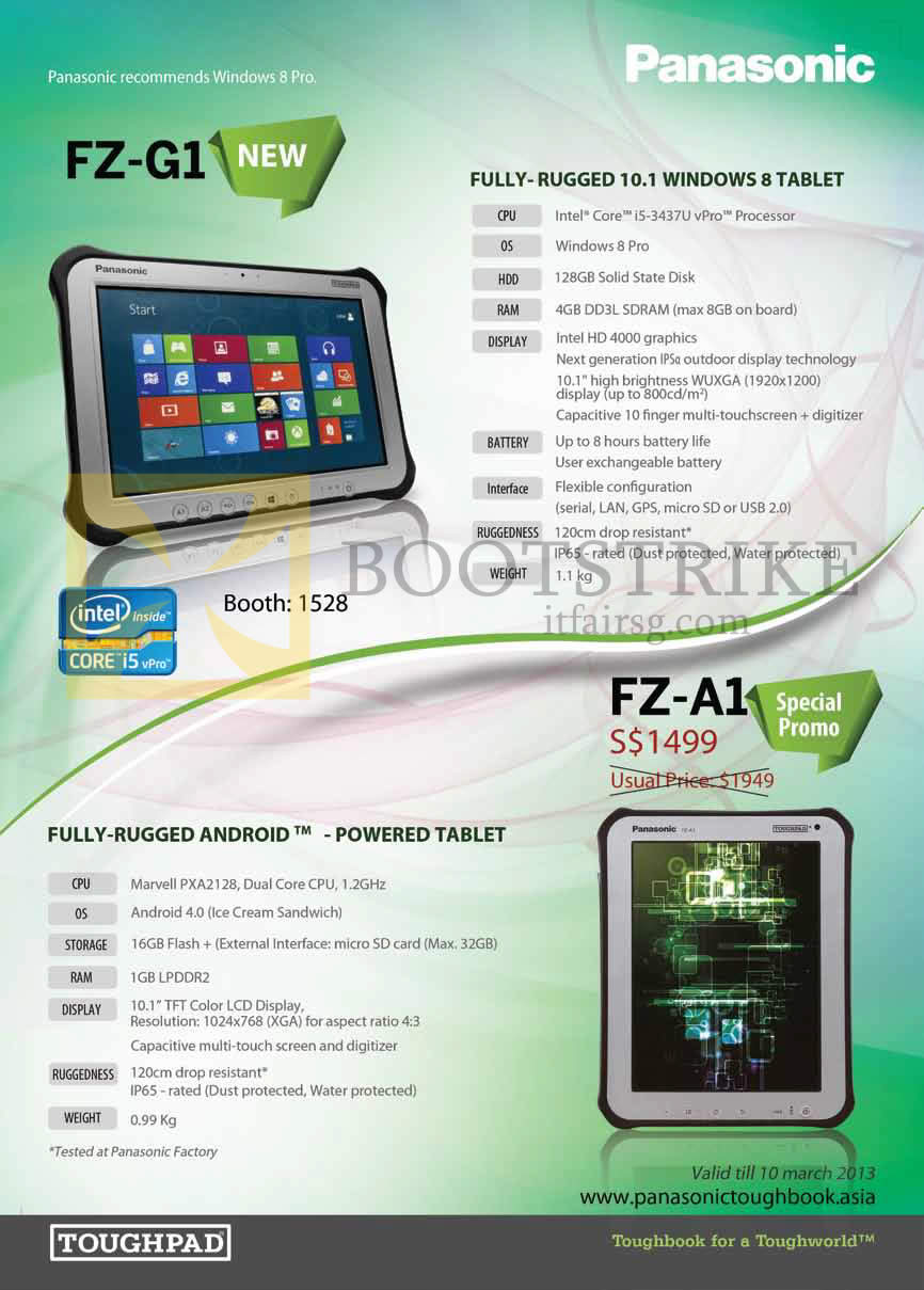 IT SHOW 2013 price list image brochure of Newstead Panasonic Toughpad Tablets FZ-G1, Android FZ-A1