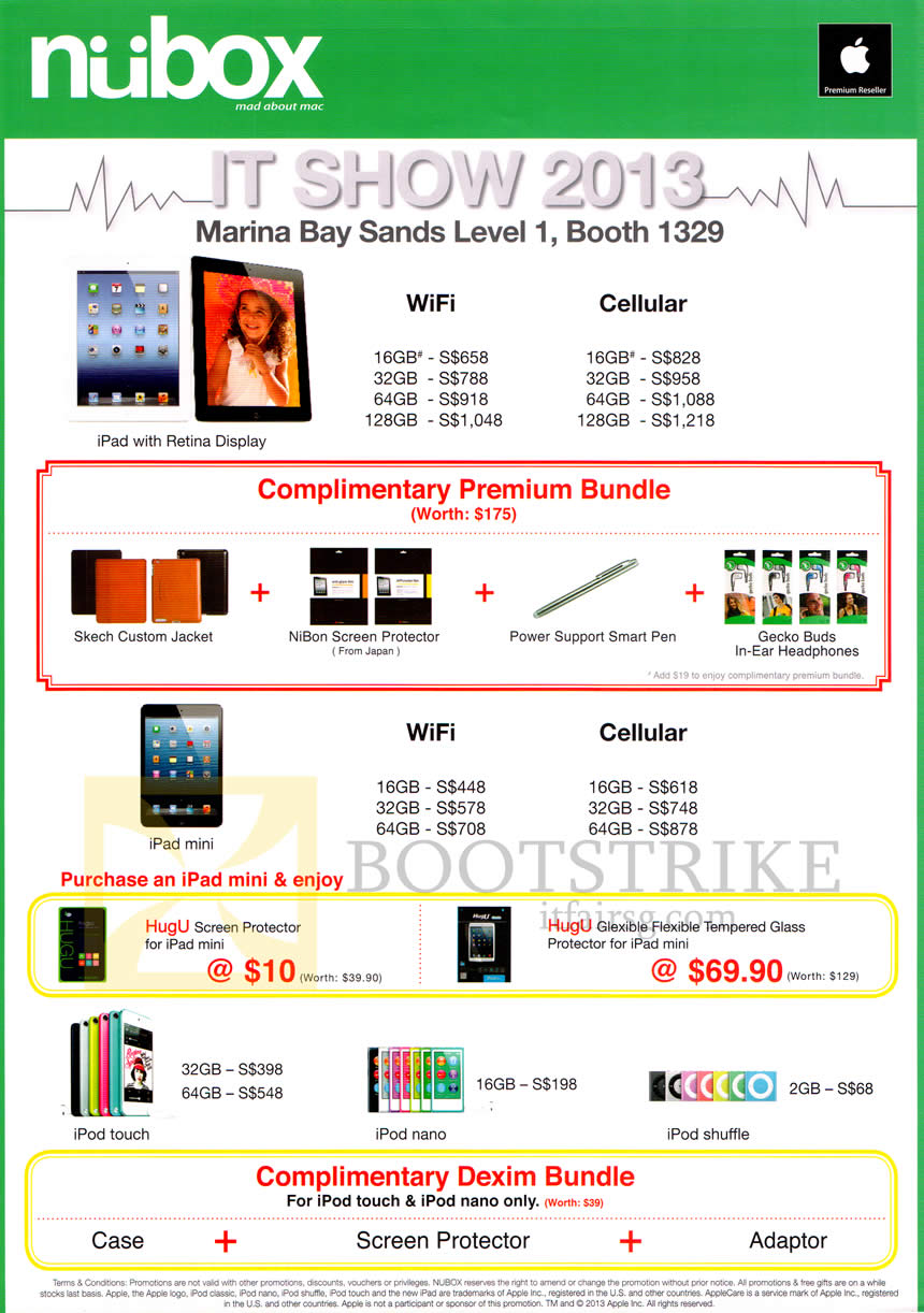 IT SHOW 2013 price list image brochure of Nubox Apple IPad 4 Wifi Cellular, Ipad Mini, IPod Touch, IPod Nano, IPod Shuffle