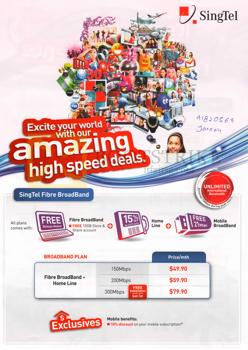 IT SHOW 2013 price list image brochure of Singtel Broadband Fibre N Fixed Line 150Mbps, 200Mbps, 300Mbps