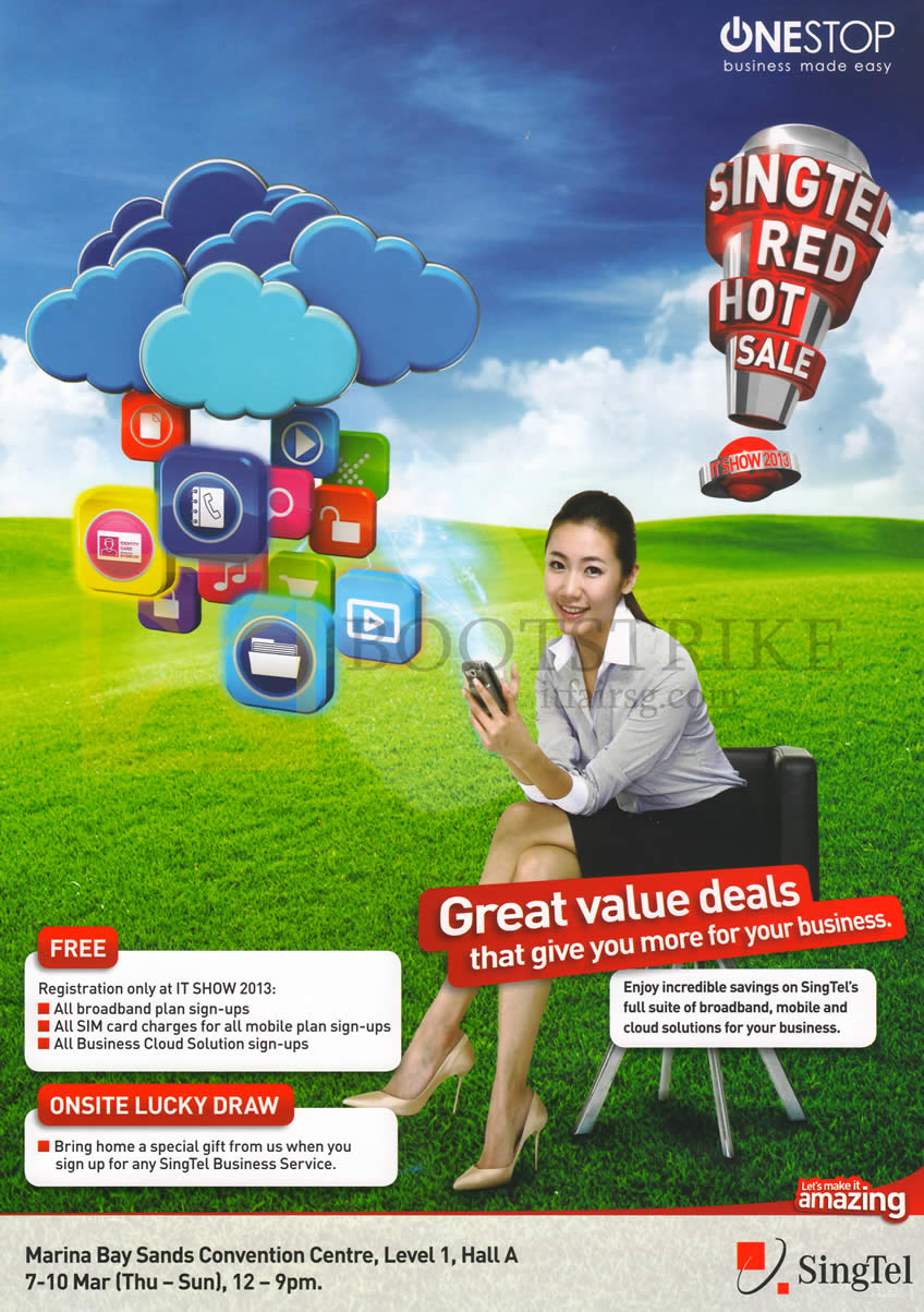 IT SHOW 2013 price list image brochure of Singtel Business OneStop Roadshow Specials, Free Registration, Lucky Draw