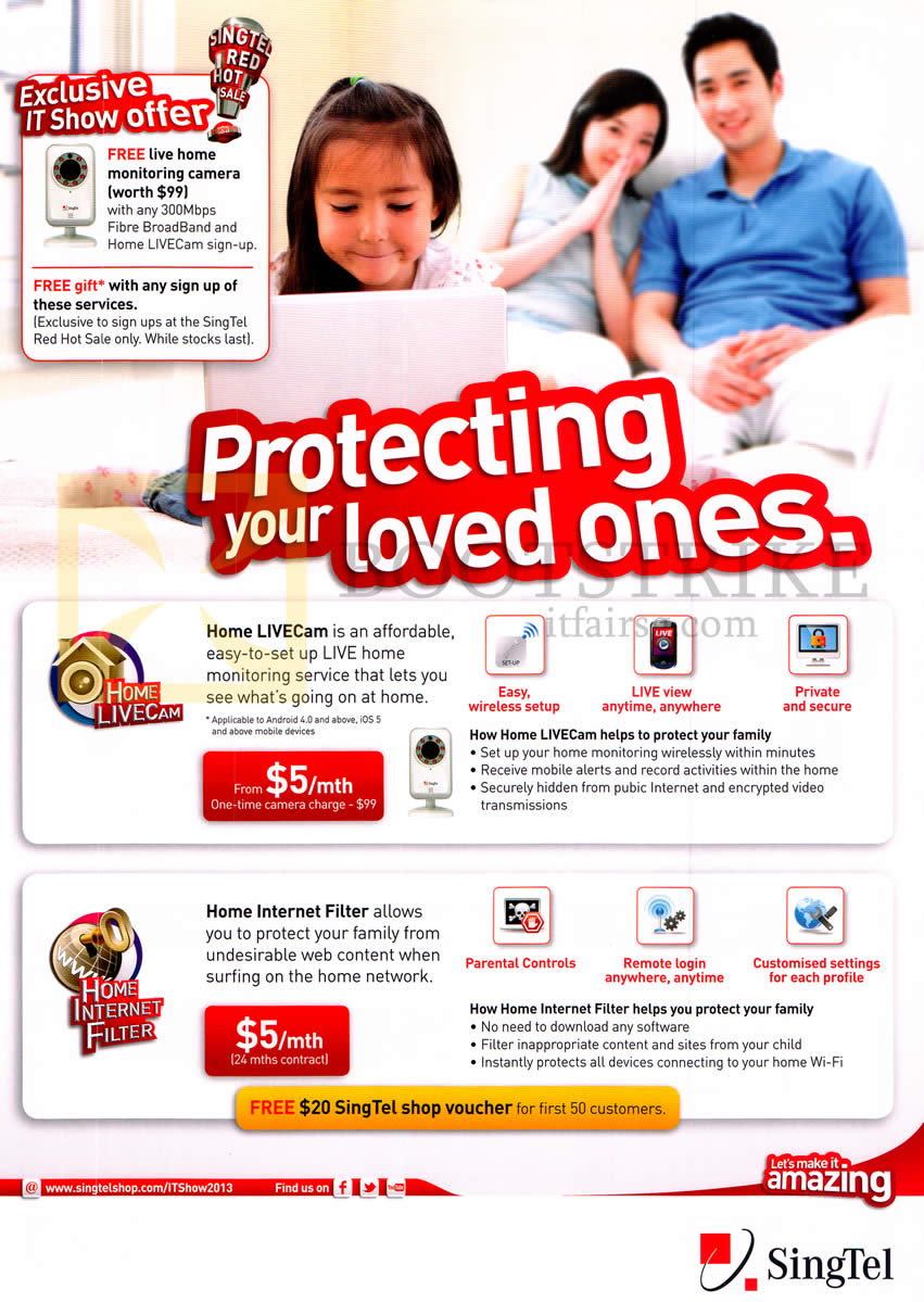 IT SHOW 2013 price list image brochure of Singtel Home LiveCam, Home Internet Filter