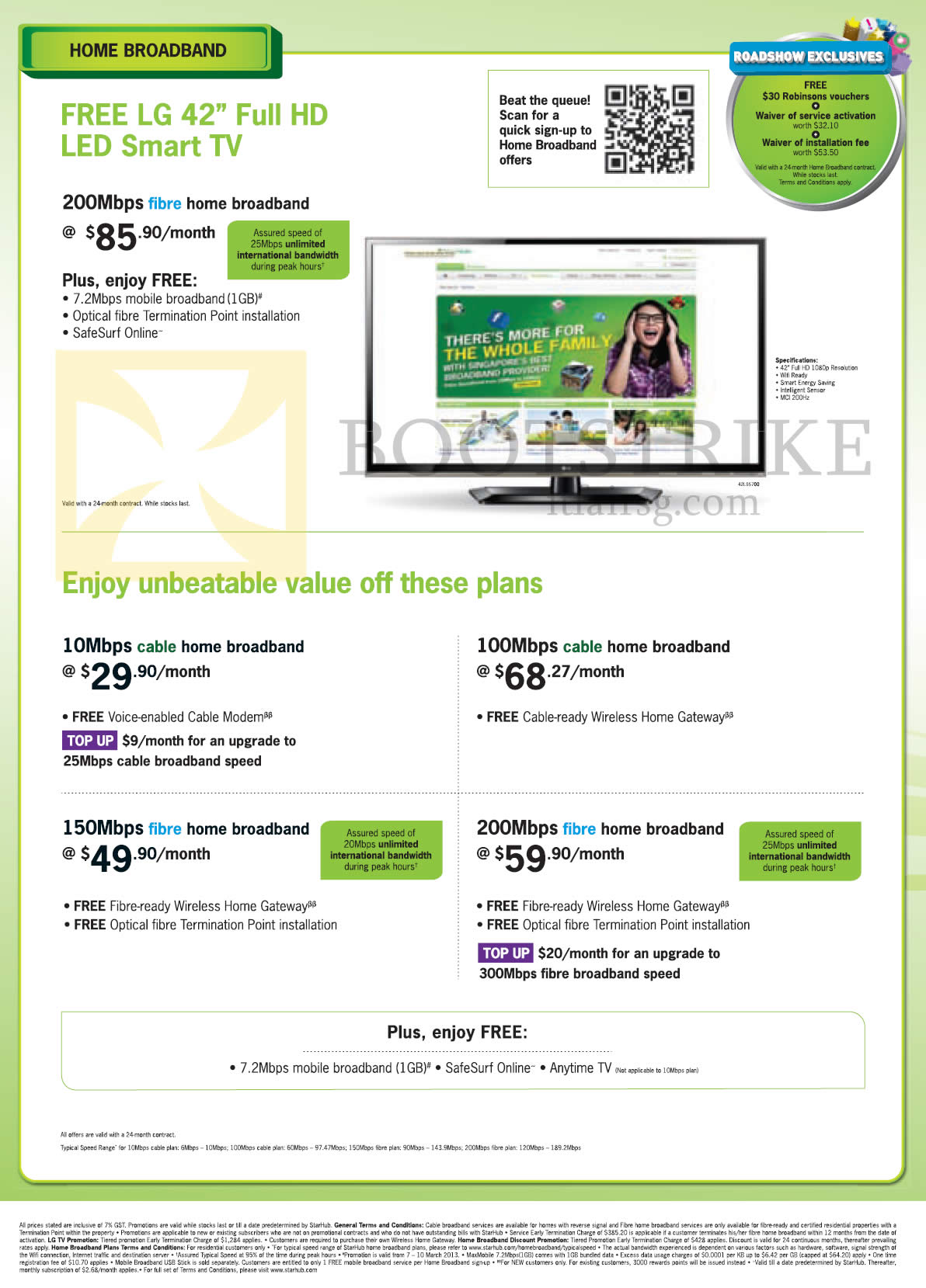 IT SHOW 2013 price list image brochure of Starhub Broadband Fibre 200Mbps Free LG 42 Full HD LED Smart TV, 100Mbps Cable, 10Mbps, 150Mbps Fibre, 200Mbps Fibre