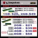 Kingston RAM DDR2 Memory, DDR3