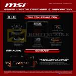 Newstead MSI Notebooks Gaming Laptop Features THX Tru Studio Pro, Dynaudio