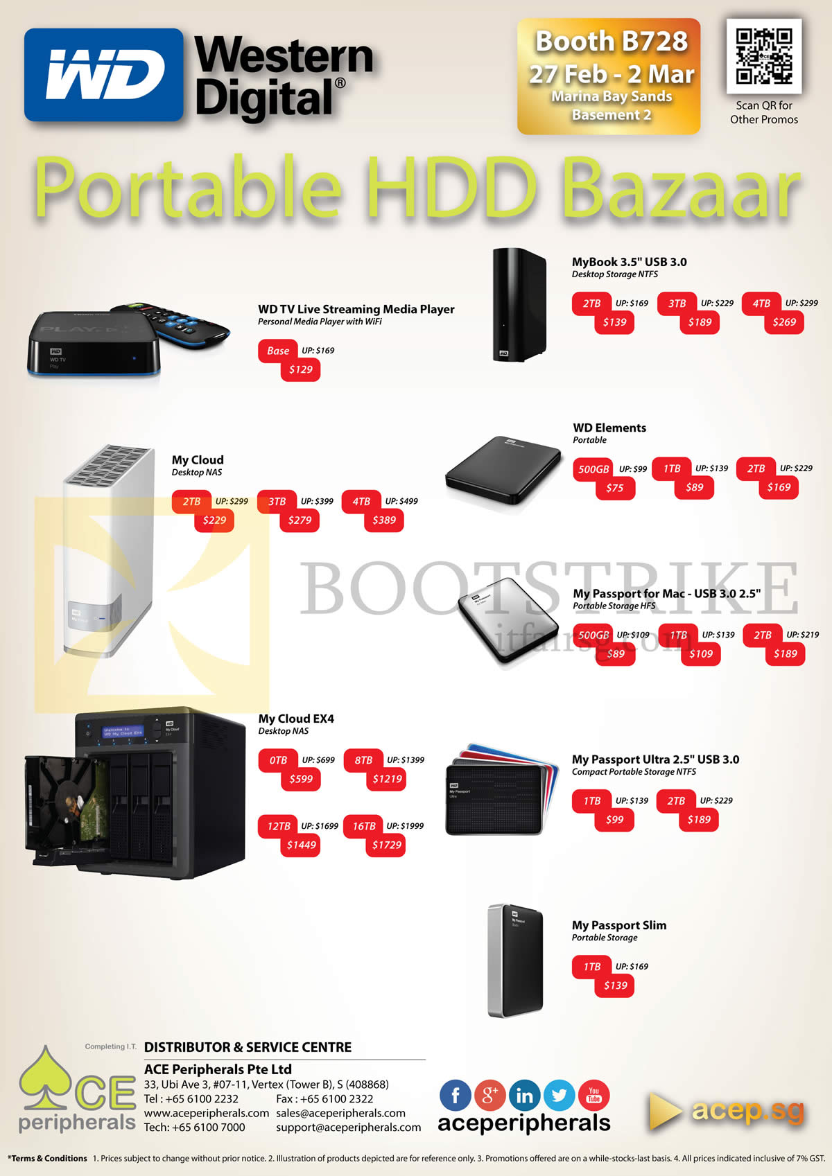 IT SHOW 2014 price list image brochure of Ace Peripherals External Storage WD Western Digital Elements, My Book Live Duo, Passport, Ultra, Slim, Studio, TV Live Media Player My Cloud EX4