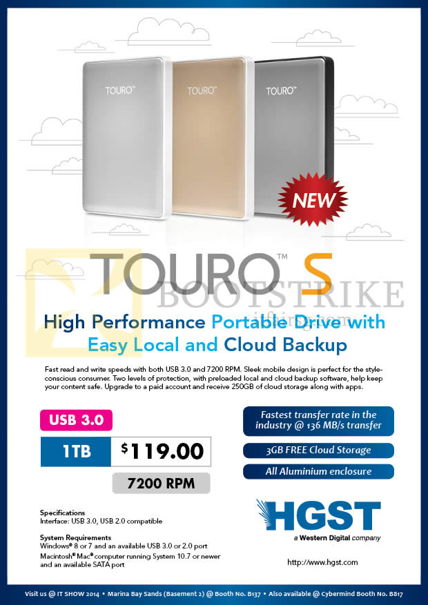 IT SHOW 2014 price list image brochure of Convergent HGST Touro S External Storage Drive 1TB