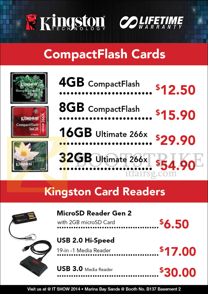 IT SHOW 2014 price list image brochure of Convergent Kingston CF Compact Flash Memory Cards, Card Readers MicroSD