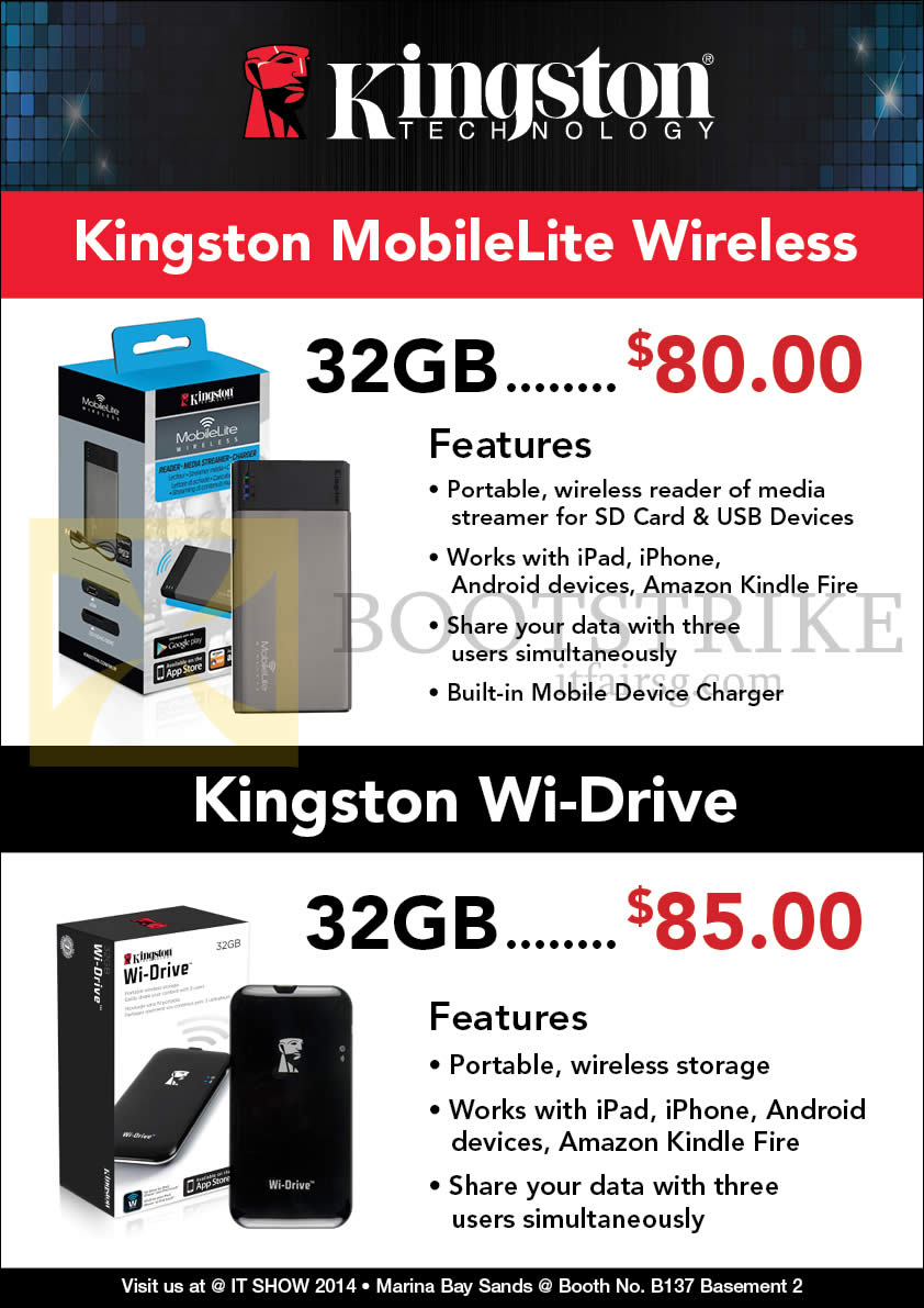 IT SHOW 2014 price list image brochure of Convergent Kingston MobileLite Wireless, Wi-Drive