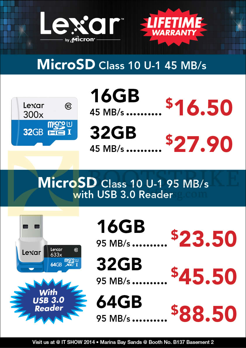 IT SHOW 2014 price list image brochure of Convergent Lexar MicroSD Class 10 16GB 32GB 64GB