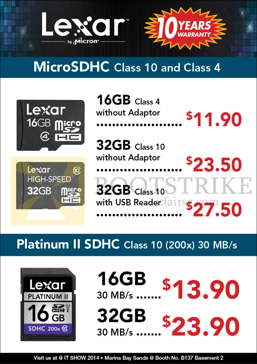 IT SHOW 2014 price list image brochure of Convergent Lexar MicroSDHC 16GB 32GB, Platinum II SDHC