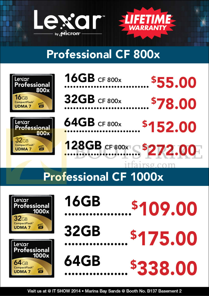 IT SHOW 2014 price list image brochure of Convergent Lexar Professional CF CompactFlash 16GB 32GB 64GB 128GB