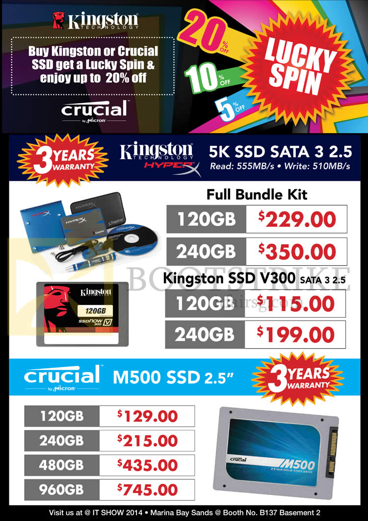 IT SHOW 2014 price list image brochure of Convergent SSD Kingston 5K Crucial M500 SSD, 120GB 240GB 480GB 960GB