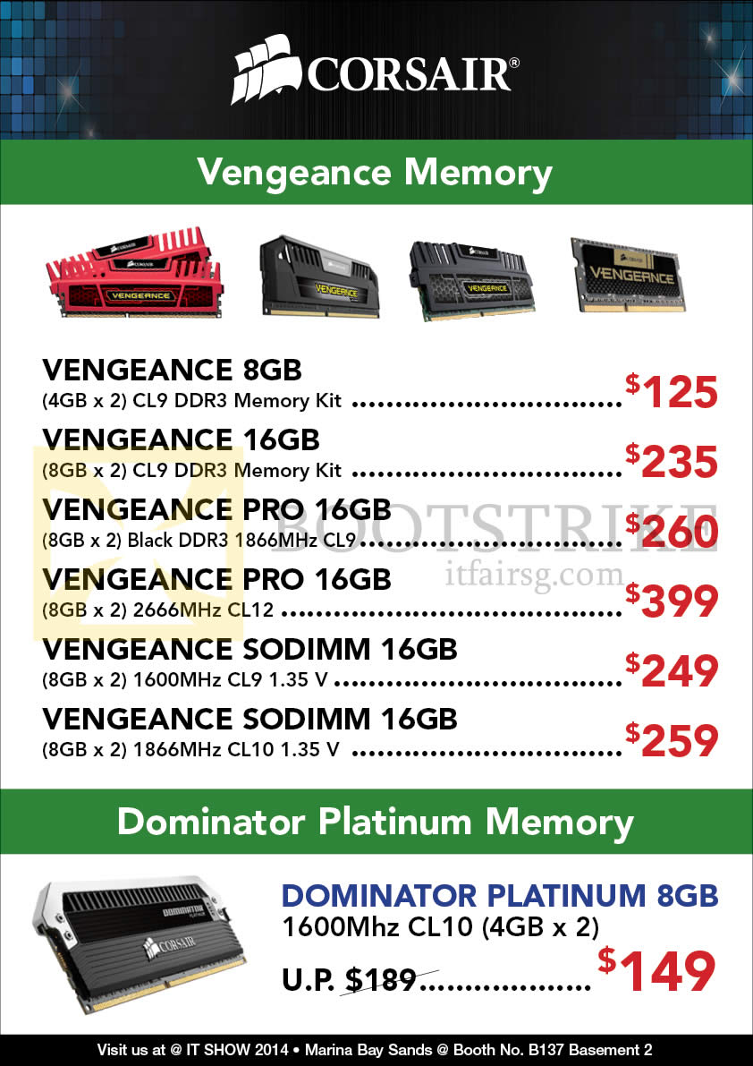 IT SHOW 2014 price list image brochure of Convergent Vengeance RAM Pro Memory DDR3, Dominator Platium