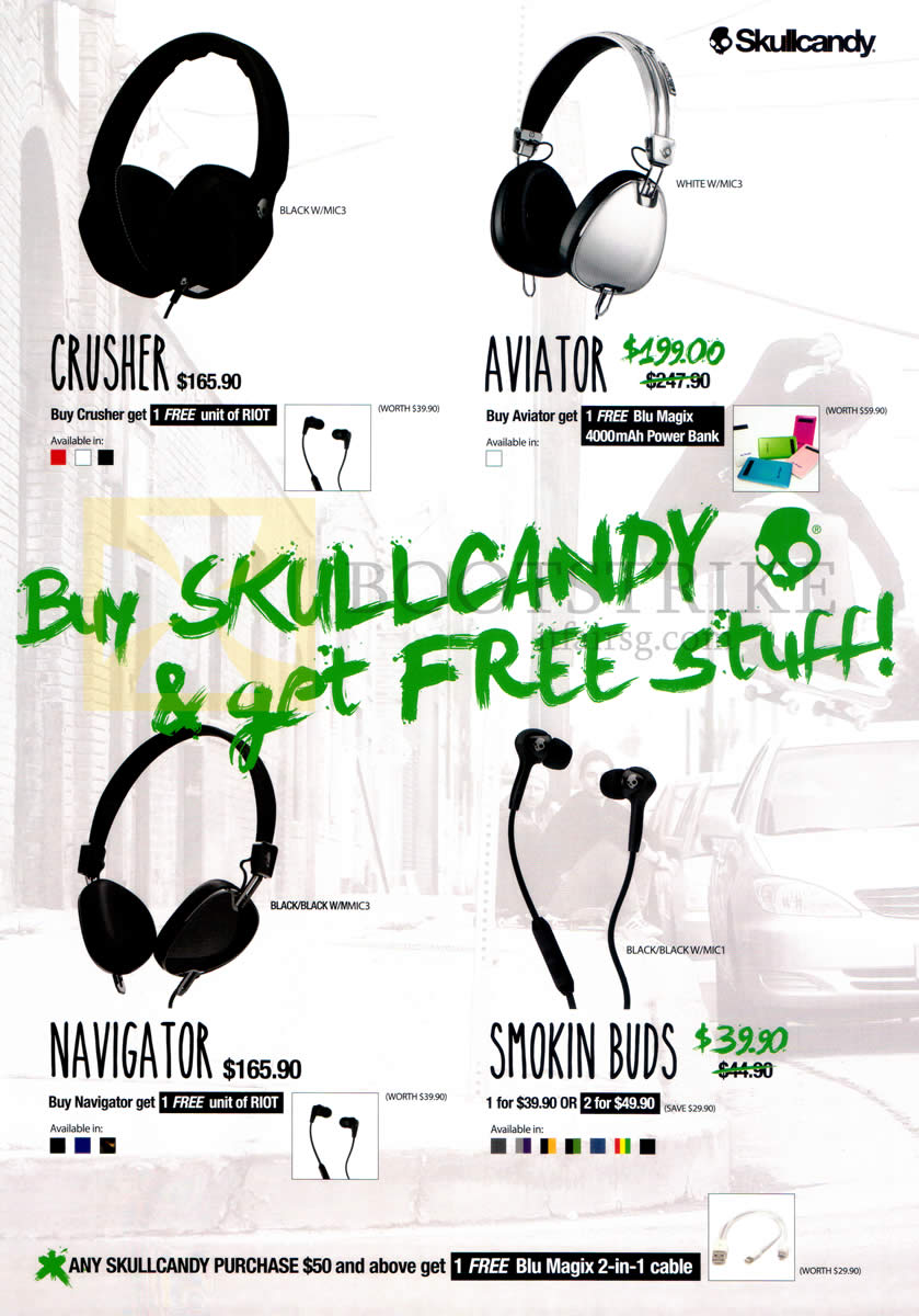 IT SHOW 2014 price list image brochure of Epicentre Skullcandy Headphones Crusher, Aviator, Navigator, Smokin Buds