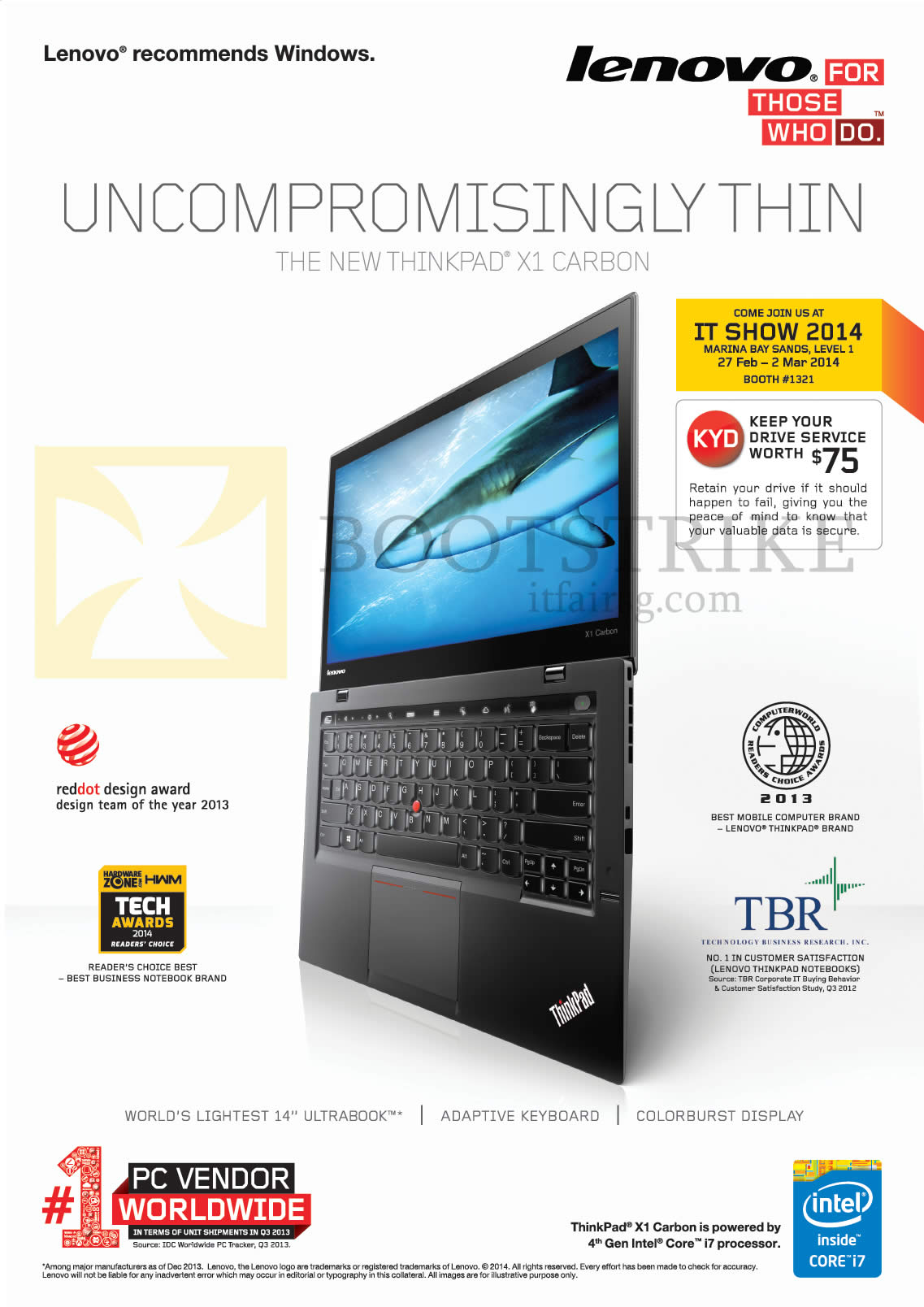 IT SHOW 2014 price list image brochure of Lenovo Notebook Thinkpad X1 Carbon