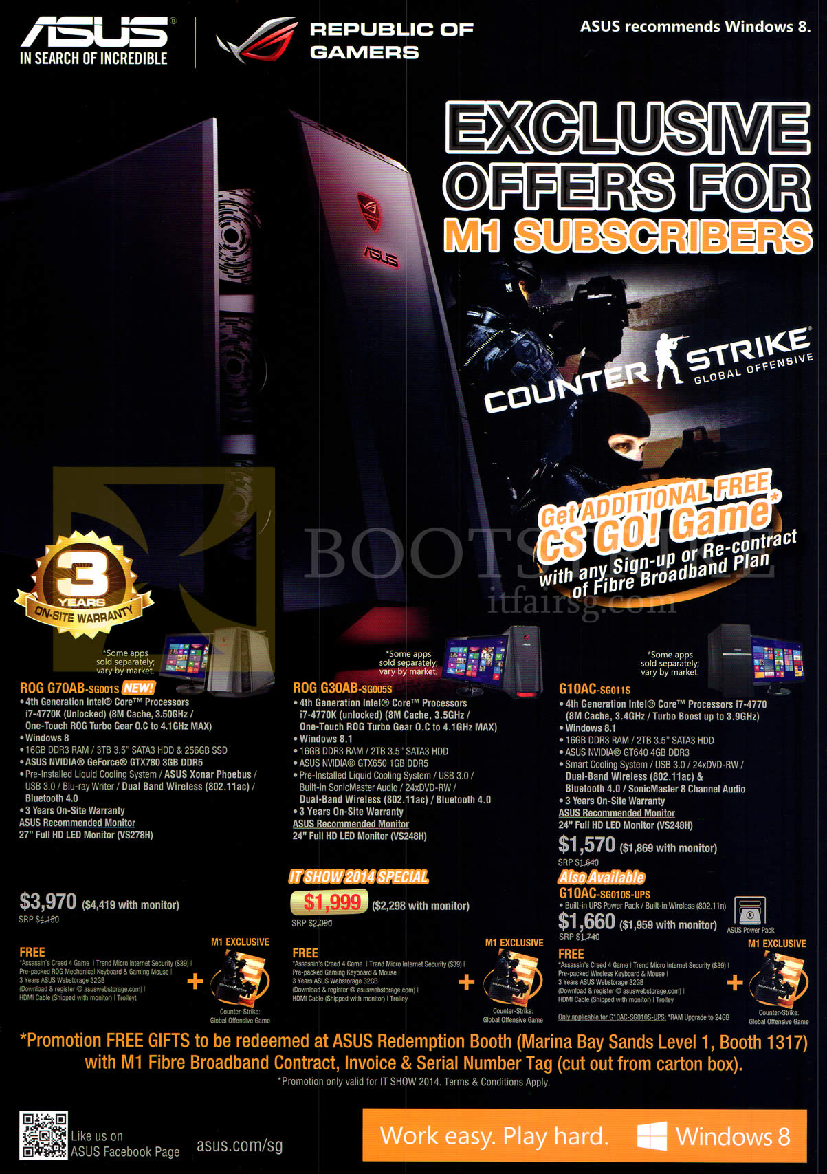 IT SHOW 2014 price list image brochure of M1 ASUS Desktop PCs ROG G70AB, G30AB, G10AC