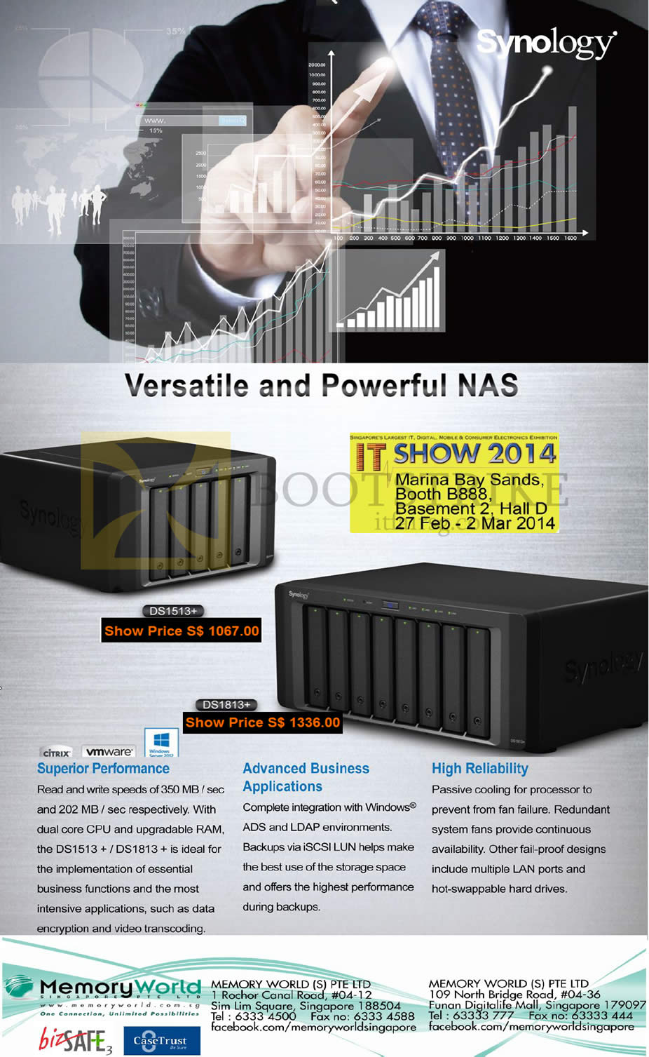 IT SHOW 2014 price list image brochure of Memory World NAS Synology DiskStation DS1513 Plus, DS1813 Plus