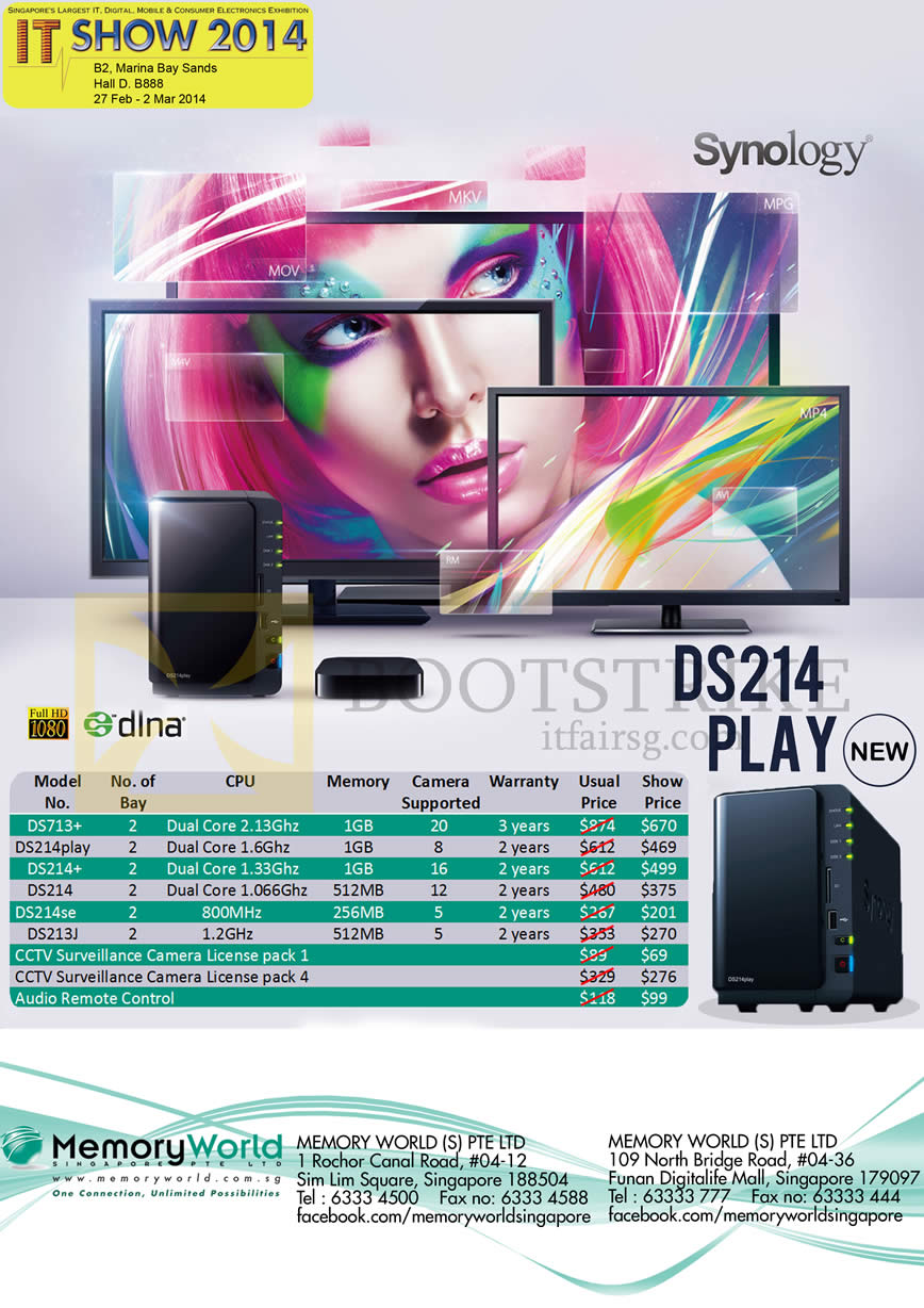 IT SHOW 2014 price list image brochure of Memory World Synology DiskStation DS212 DS713 DS214 CCTV