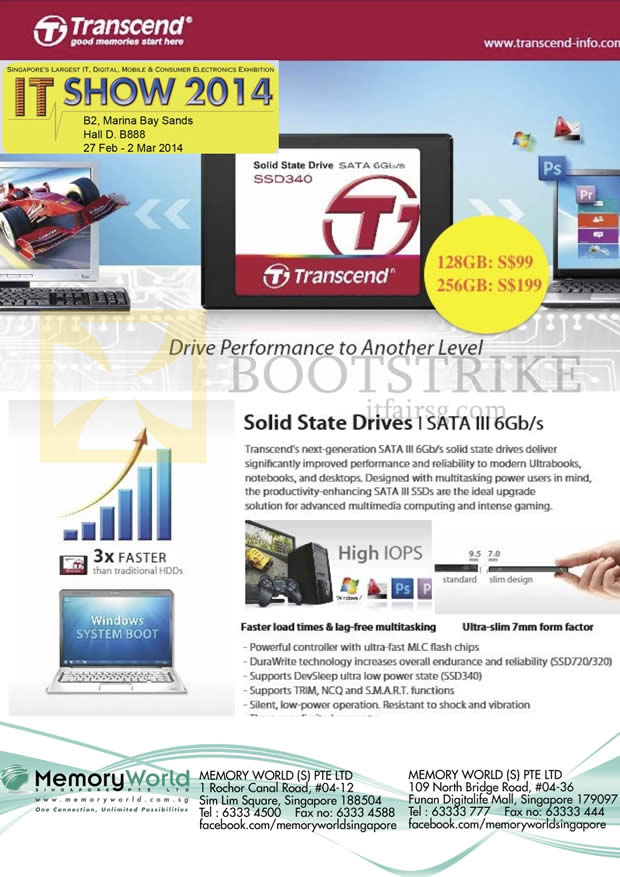 IT SHOW 2014 price list image brochure of Memory World Transcend SSD Sata III 128GB 256GB