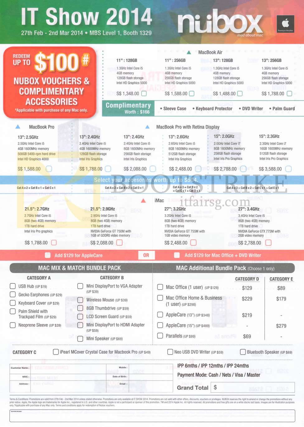 IT SHOW 2014 price list image brochure of Nubox Apple MacBook Pro Notebooks, Apple MacBook Air, Apple MacBook IMac