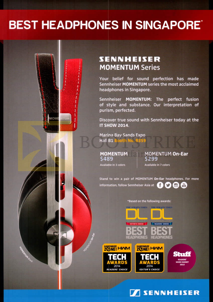 IT SHOW 2014 price list image brochure of Sennheiser Momentum Series Pan Trade Headphones, On-Ear