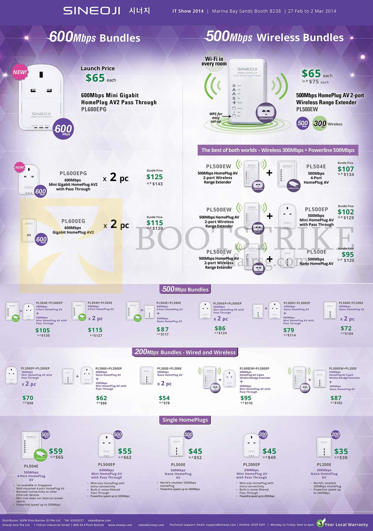 IT SHOW 2014 price list image brochure of Sineoji Networking HomePlug Bundles 600Mbps 500Mbps 200mbps