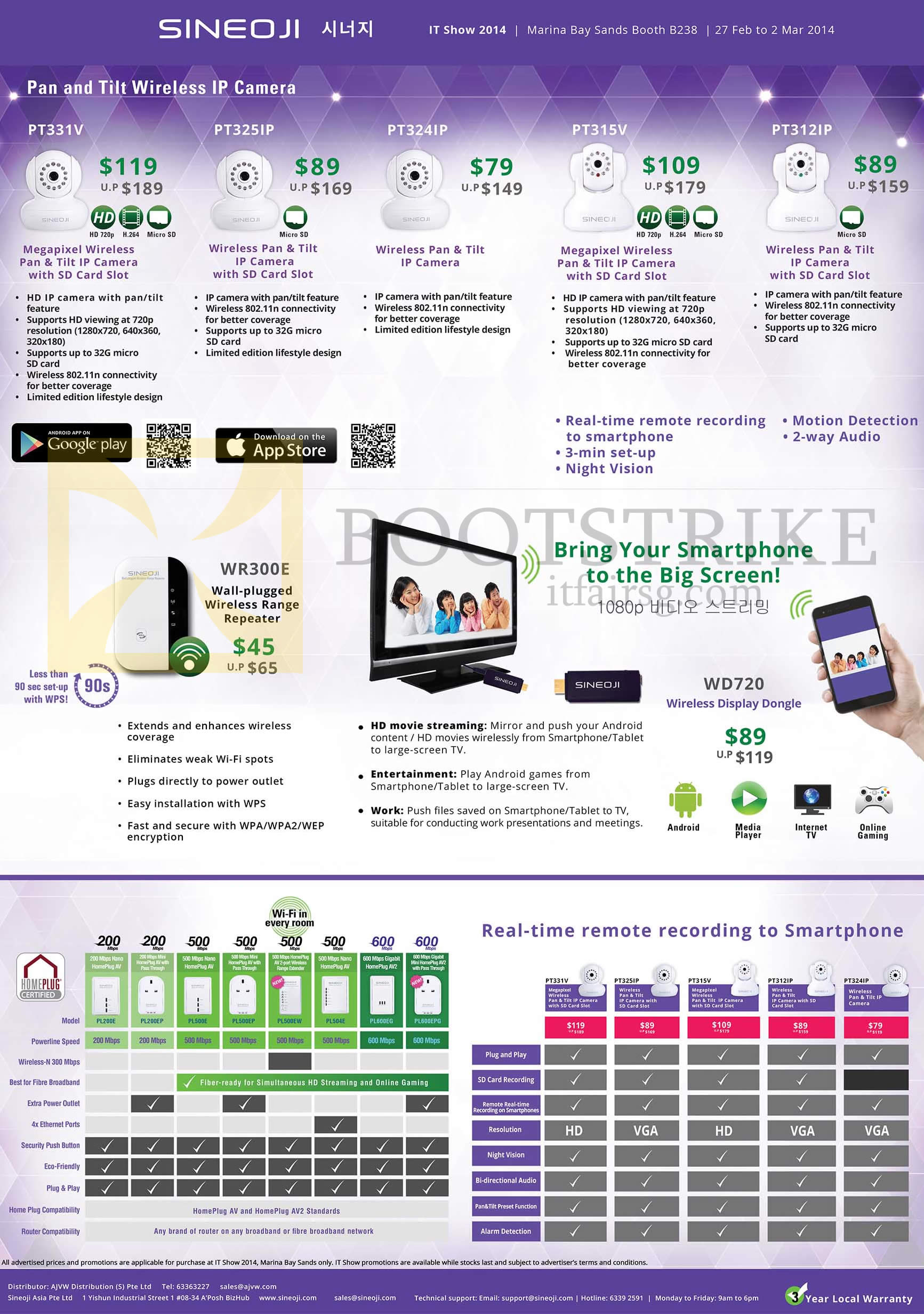 IT SHOW 2014 price list image brochure of Sineoji Networking IPCam Cameras, Wireless Repeater, HomePlug, PT331V PT325IP, PT324IP, PT315V, PT312IP, WD720