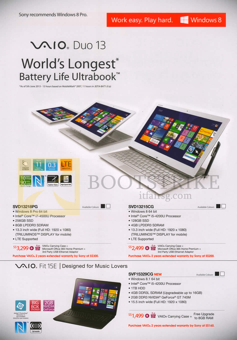 IT SHOW 2014 price list image brochure of Sony Notebooks Vaio Duo 13, Fit 15E, SVD13218PG, SVD13215CG, SVF15329CG