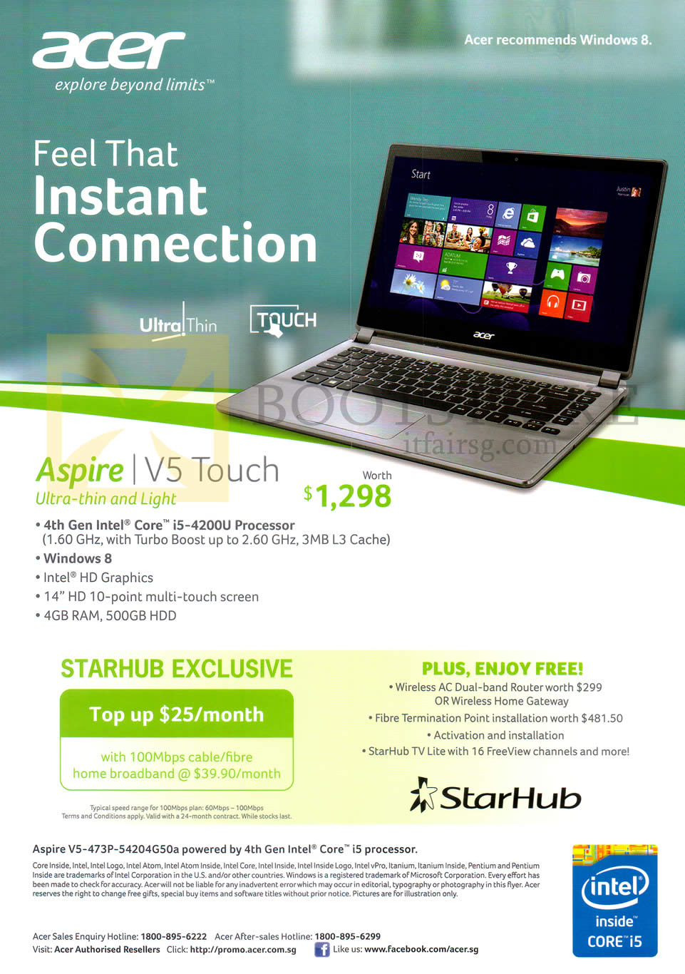 IT SHOW 2014 price list image brochure of StarHub Acer Aspire Notebook V5-473P-54204G50a Specifications