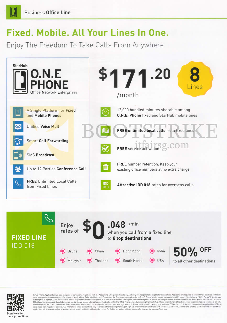 IT SHOW 2014 price list image brochure of StarHub Business One Phone 8 Lines, Fixed Line Packages