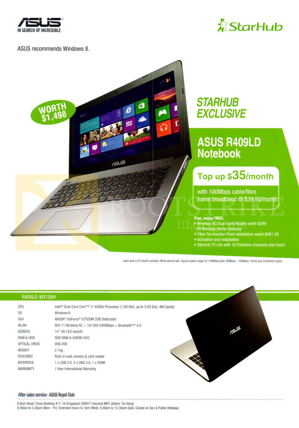 IT SHOW 2014 price list image brochure of Starhub Asus Notebooks R409LD Specifications