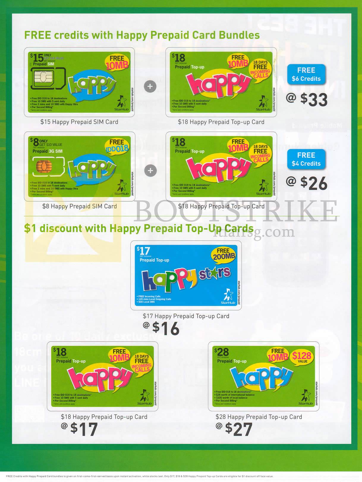 IT SHOW 2014 price list image brochure of Starhub Prepaid Free Credits With Happy Prepaid Bundles, Top Up Cards 1 Dollar Discount