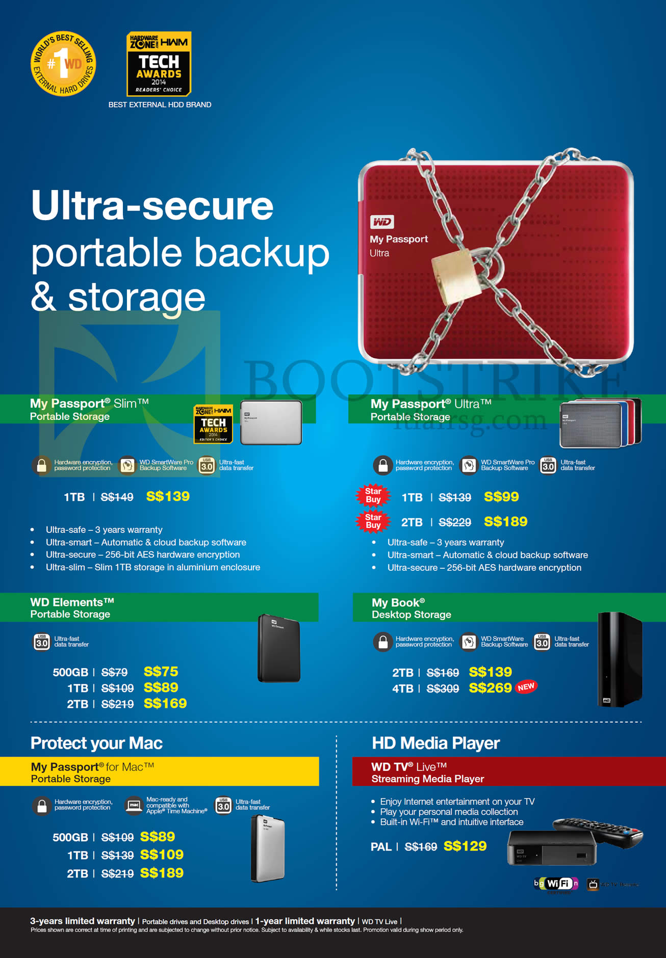 IT SHOW 2014 price list image brochure of WD Western Digital External Storage My Passport, Elements, Book, For Mac, WD TV Live Media Player, 1TB 2TB 4TB