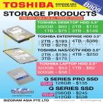 Toshiba Storage SSD Desktop HDD HardDisk, Enterprise, NAS, CCTV HDD, Laptop HDD, Q Series Pro