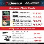 Kingston CF Compact Flash Memory Cards, Card Readers MicroSD