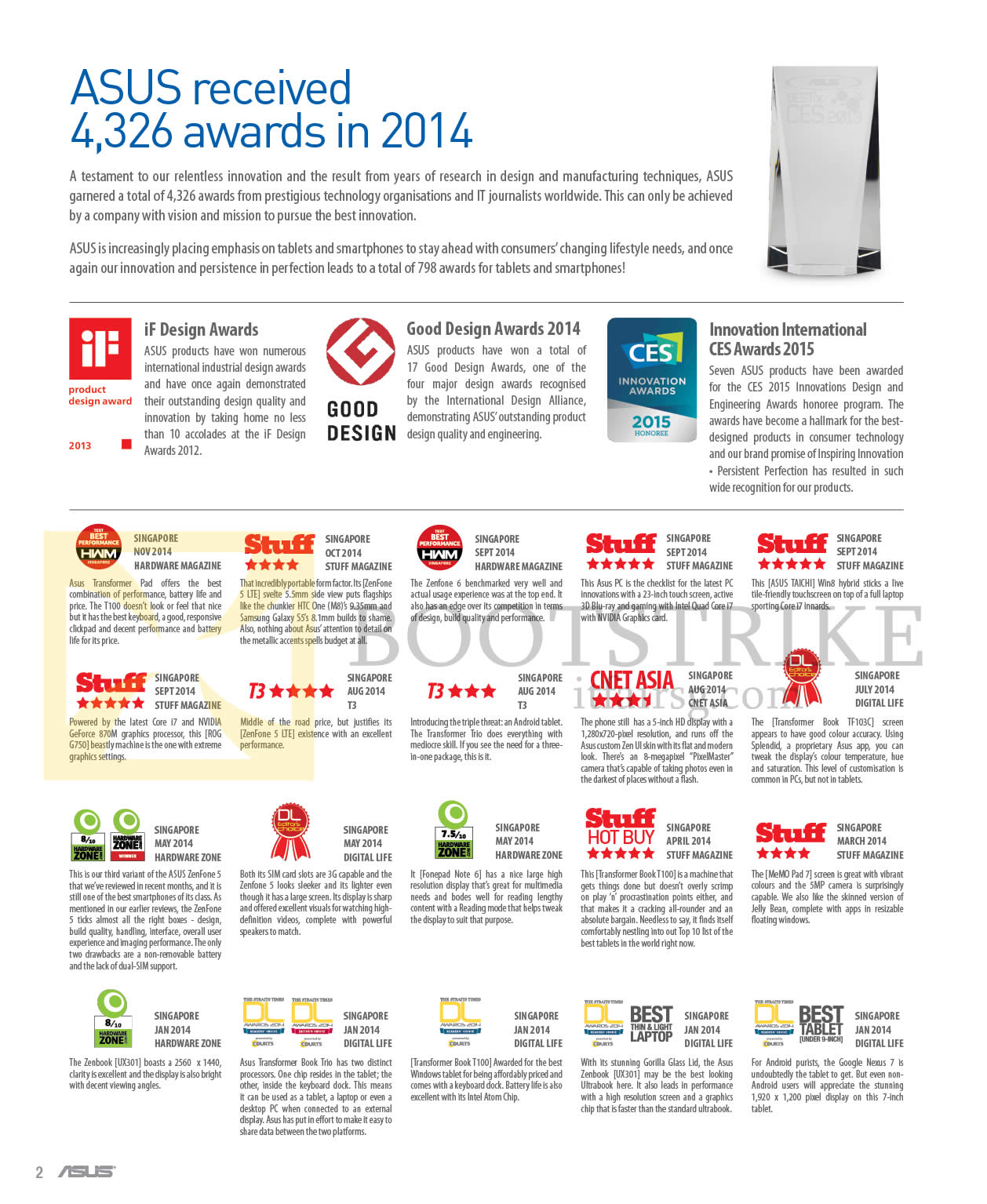 IT SHOW 2015 price list image brochure of ASUS 2014 Awards