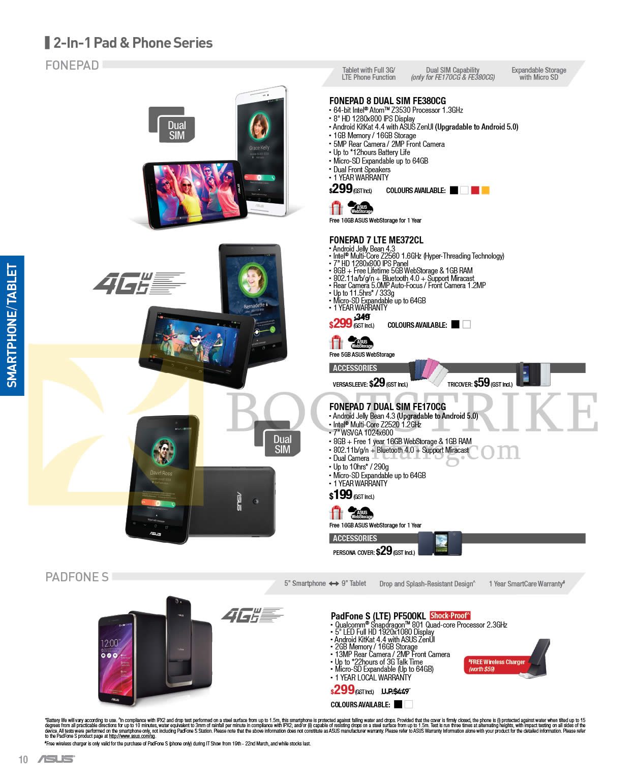 IT SHOW 2015 price list image brochure of ASUS Mobile Phones Fonepad 8 7, Padfone S