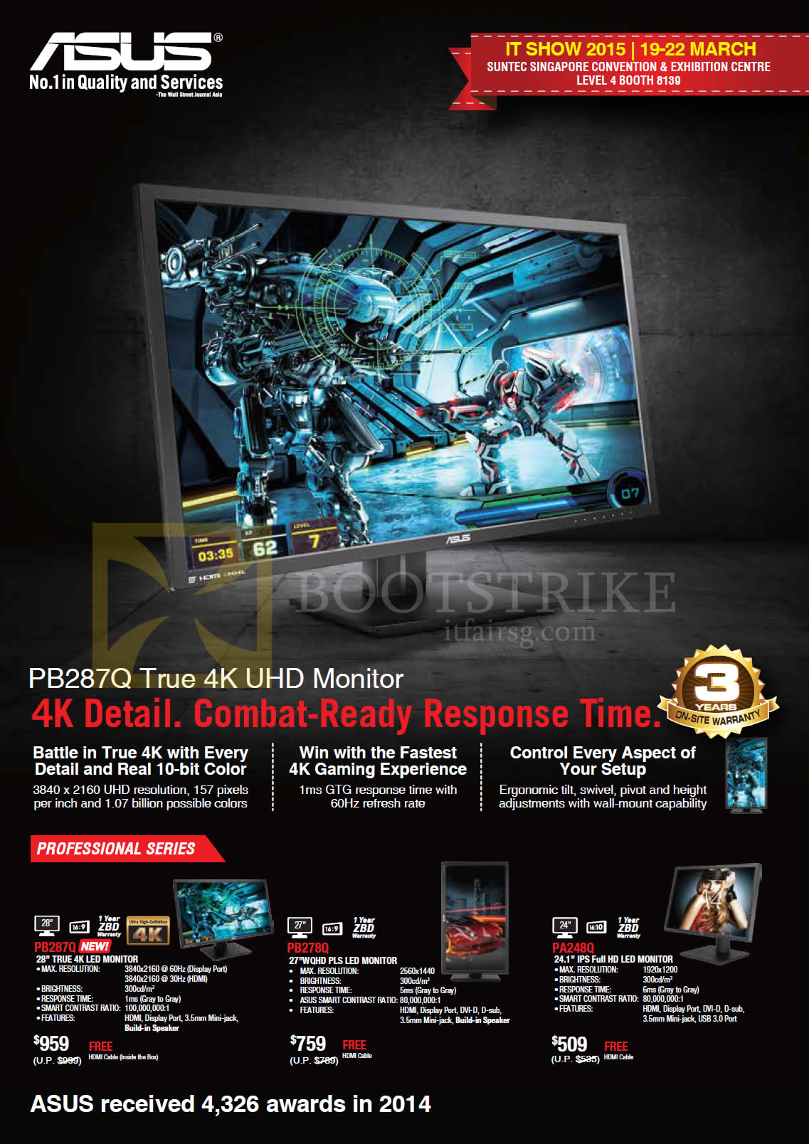 IT SHOW 2015 price list image brochure of ASUS Monitors PB287Q, PB278Q, PA248Q