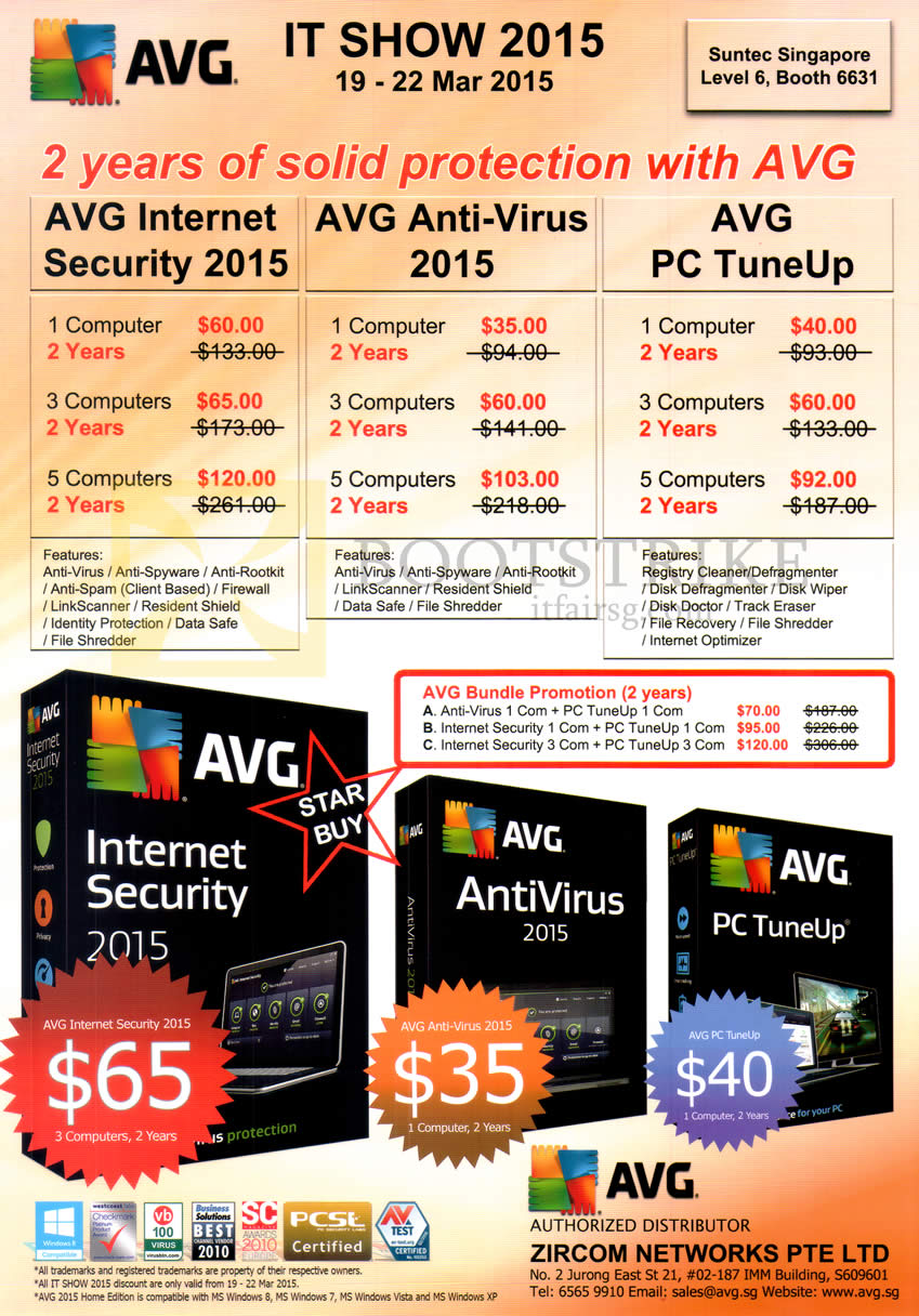 IT SHOW 2015 price list image brochure of AVG Zircom Internet Security 2015, Anti-Virus, PC TuneUp