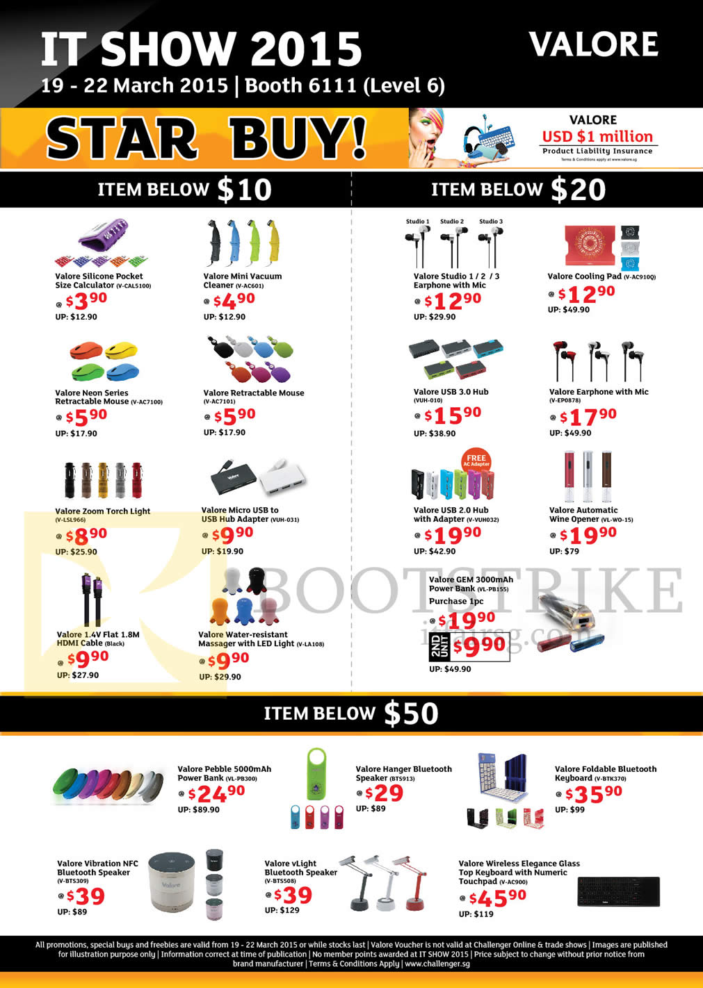 IT SHOW 2015 price list image brochure of Challenger Valore Accessories, Speaker, Keyboard, Power Bank, USB Hub, Earphone, Cooling Pad, Torch Light