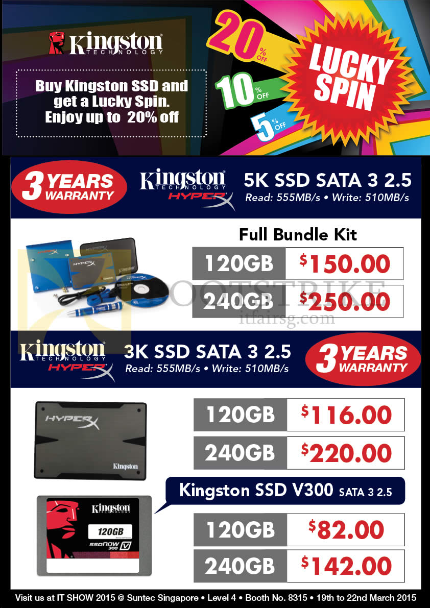 IT SHOW 2015 price list image brochure of Convergent Kingston SSD Sata 3 2.5 120GB, 240GB, SSD V300 120GB, 240GB