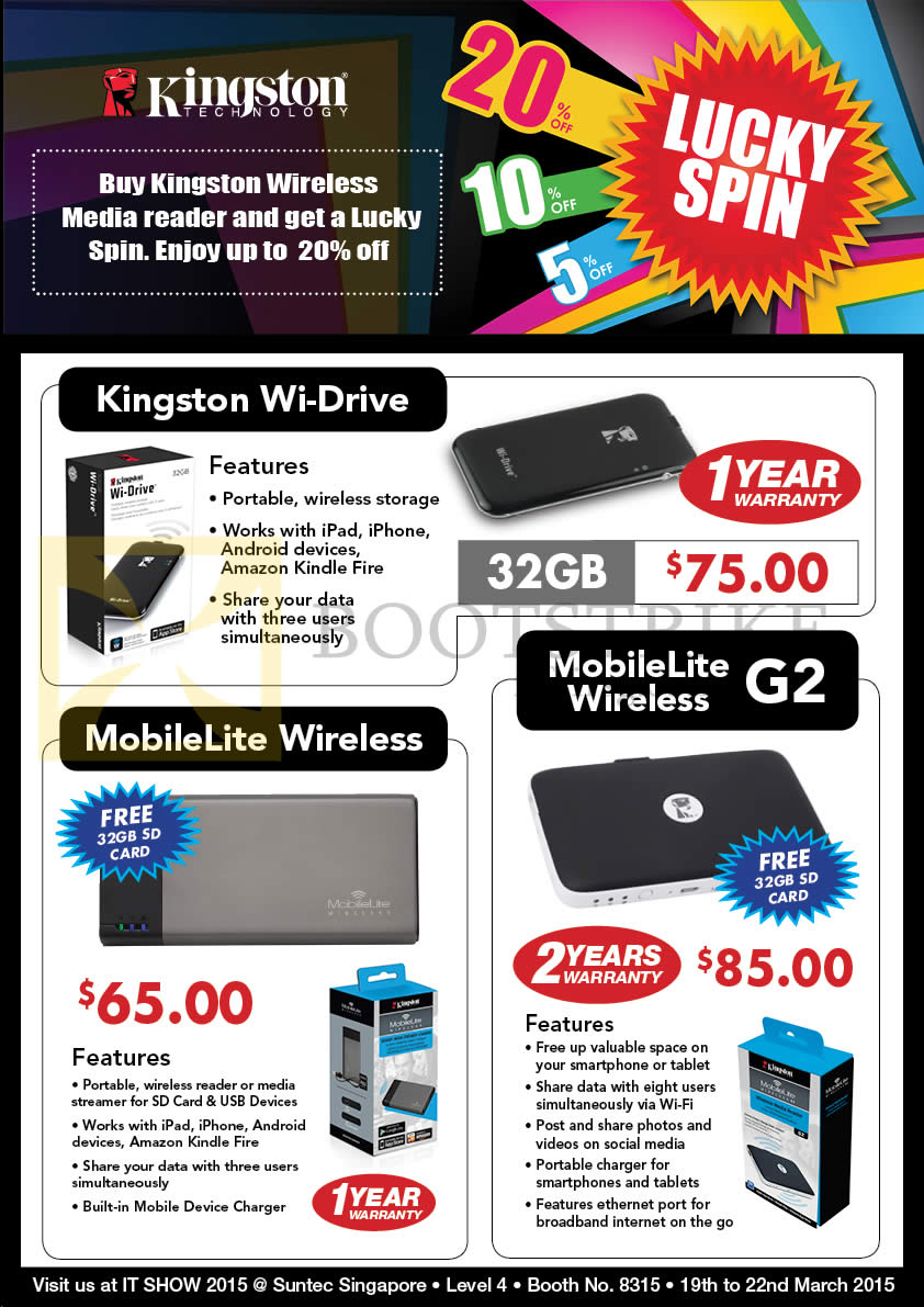 IT SHOW 2015 price list image brochure of Convergent Kingston Wireless Media Readers Wi-Drive, MobileLite Wireless, G2