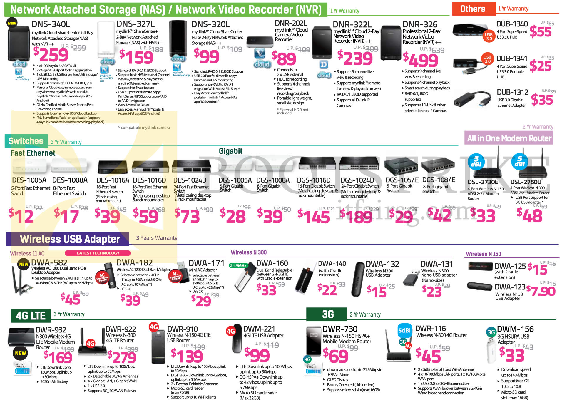 IT SHOW 2015 price list image brochure of D-Link NAS, NVR, Switches, Modem Router, Wireless USB Adapter, DNS-340L, 327L, 320L, DNR-202L, 322L, 326, DUB-1340, 1341, 1312, DES-1005A, 1008A, 1016A, 1024D, DSL-2730E, DSL-2750U