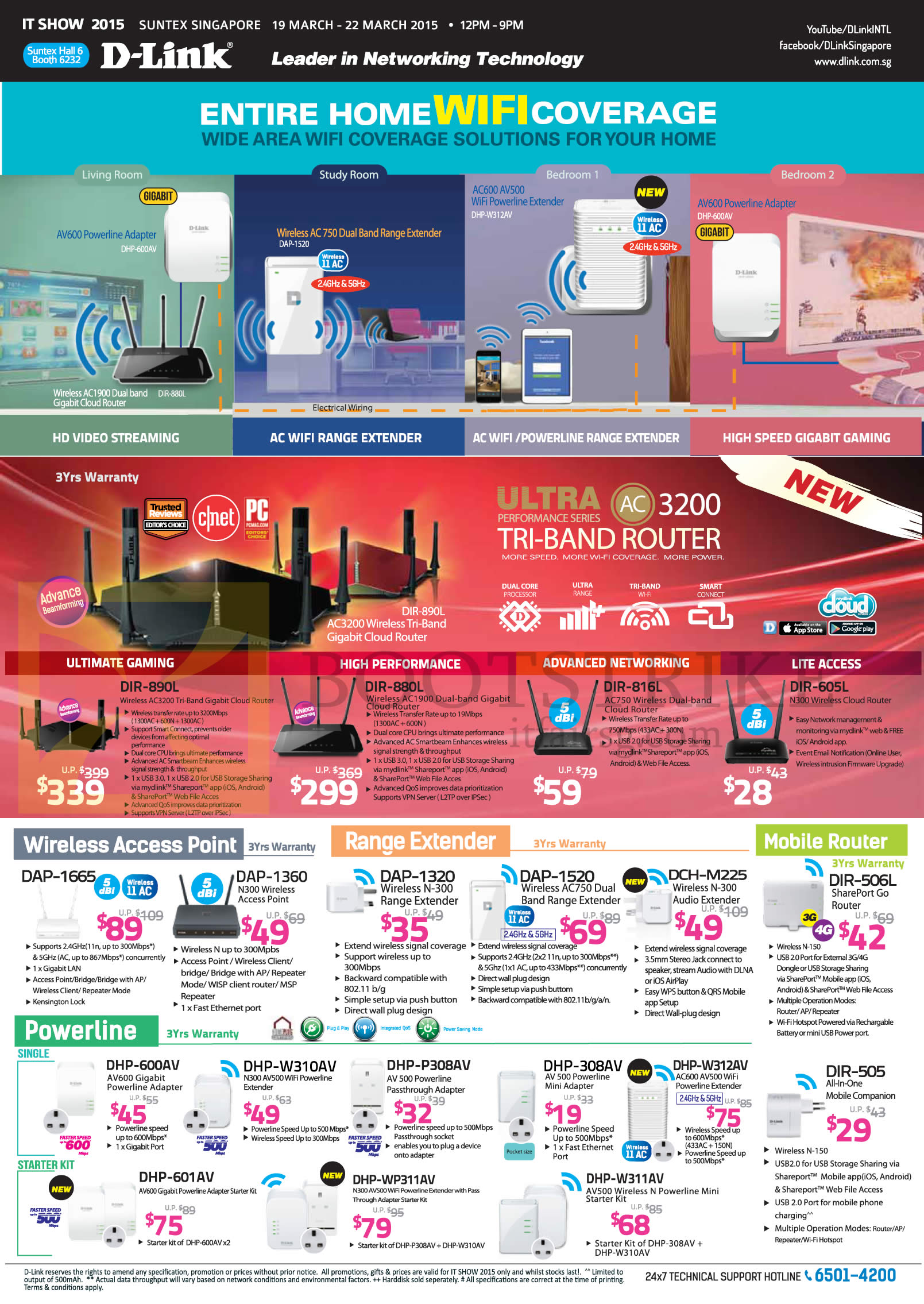 IT SHOW 2015 price list image brochure of D-Link Networking Wireless Range Extender, Router, Powerline, DAP-1665, 1360, 1320, 1520, DCH-M225, DHP-600AV, W310AV, P308AV, 308AV, W312AV, W311AV, 601AV, WP311AV, DIR-505