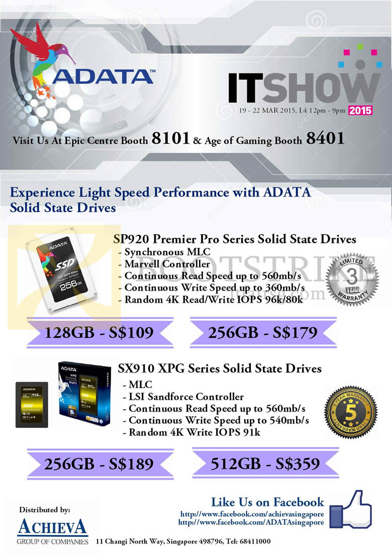 IT SHOW 2015 price list image brochure of EpiCentre Adata SSD SP920 Premier Pro, SX910 XPG Series 128GB, 256GB, 512GB