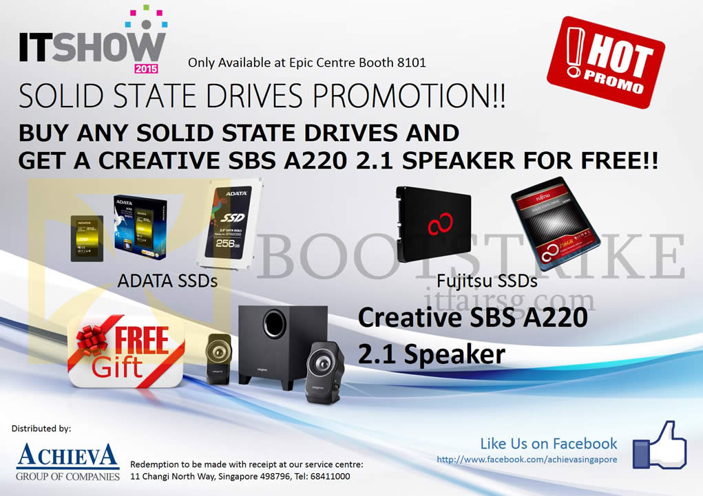 IT SHOW 2015 price list image brochure of EpiCentre Adata, Fujitsu SSD, Free Creative SBS A220 Speakers