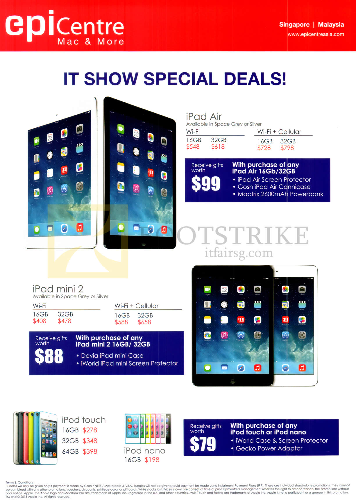 IT SHOW 2015 price list image brochure of EpiCentre Apple IPad Air Tablet, IPad Mini 2, IPod Touch