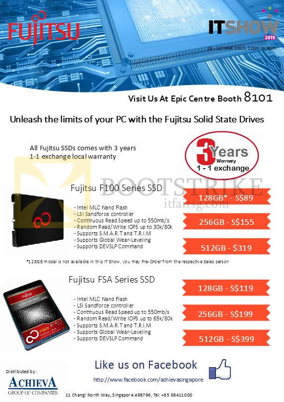 IT SHOW 2015 price list image brochure of EpiCentre Fujitsu SSD F100, FSA Series 128GB, 256GB, 512GB