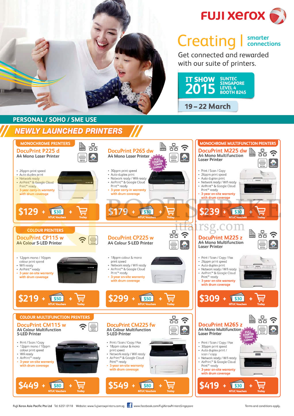 IT SHOW 2015 price list image brochure of Fuji Xerox Printers Laser Docuprint P225d, P265dw, CP115w, CP225w, CM115W, CM225fw, M225dw, M225z, M265z